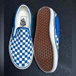 Vans Checkered Slip-On Sneakers Blue and White